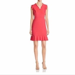 Karl Lagerfeld Sleeveless Ruffle Trim Bright Pink Dress